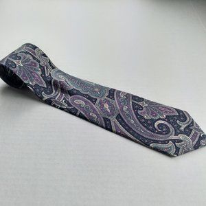 PAUL'S Cheshire CT Vintage Mens Tie Blue and Purple Paisley Print 100% Silk